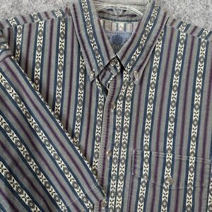 VINTAGE Cowboy Brushpopper Shirt‎ Men XL Canvas Retro Rodeo Aztec Western